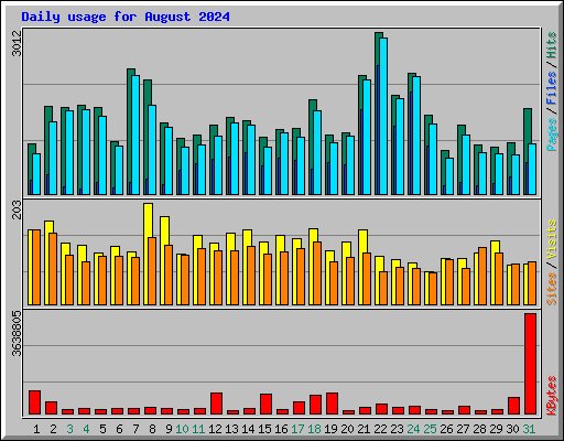 Daily usage for August 2024